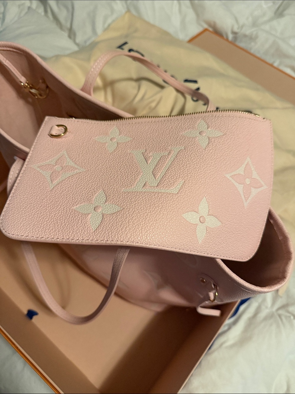 Louis Vuitton Blush Pink Embossed Monogram Tote - Picture 2 of 5